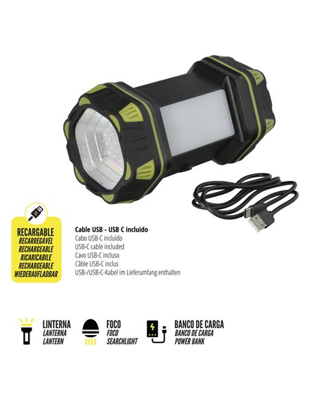 Linterna Led Multiusos 3 En 1 Recargable 400 Lumenes