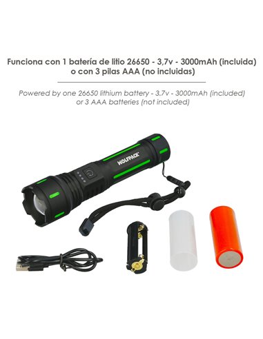 Linterna Led Aluminio Portatil Recargable 800 Lumenes