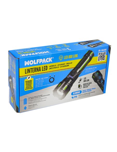 Linterna Led Aluminio Portatil Recargable 800 Lumenes