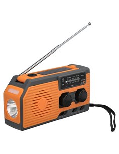 Linterna Led De Emergencia Solar Con Radio, Con Bateria, Carga Manual Dinamo