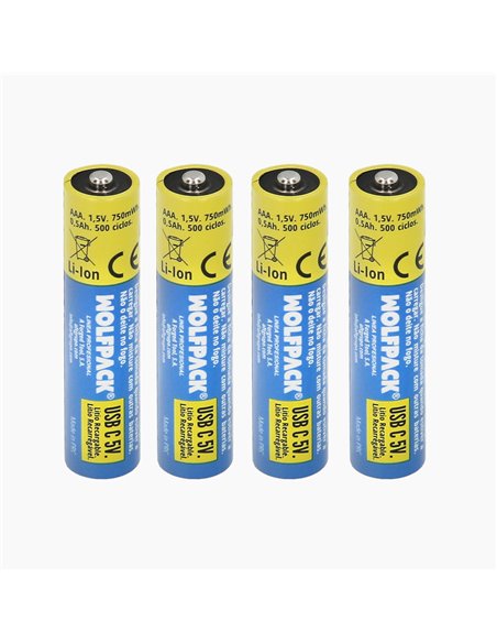 Pila Litio Recargable "AAA" 1,5V USB-C (4 Unidades)