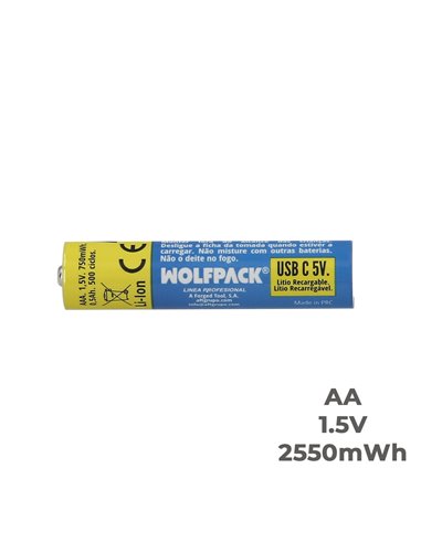 Pila Litio Recargable "AAA" 1,5V USB-C (4 Unidades)