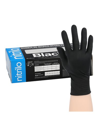 Guante Desechable Nitrilo Negro S 5,5 gms. Gruesos
