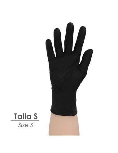 Guante Desechable Nitrilo Negro S 5,5 gms. Gruesos