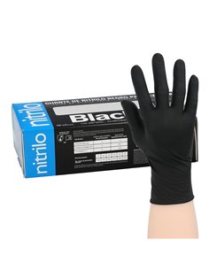 Guante Desechable Nitrilo Negro M 5,5 gms. Gruesos