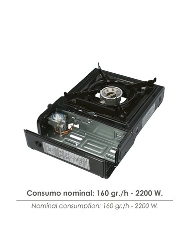 Cocina Gas Inoxidable A Cartucho Con Maletin, Cocina Portatil, Cartuchos Gas 230 gramos. Certificacion EN 17476/2021