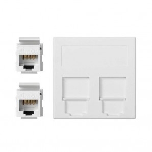 Placa plana de voz e dados CG com 2 cat5eu branco SIMON 50004089-030