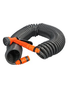 Manguera  Extensible Autoenroscable Espiral 15 Metros Con Pistola y Conectores