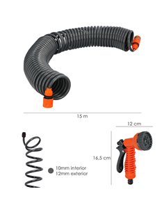 Manguera  Extensible Autoenroscable Espiral 15 Metros Con Pistola y Conectores 2