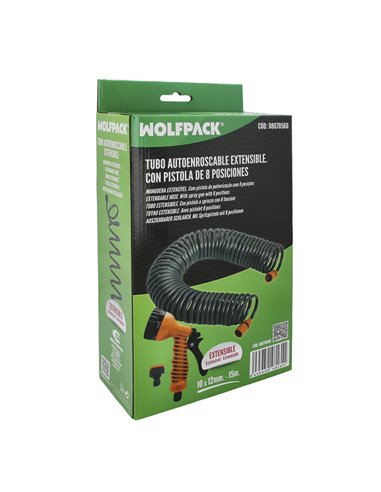 Manguera  Extensible Autoenroscable Espiral 15 Metros Con Pistola y Conectores