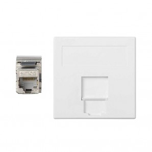 Placa vd plana cg 1 cat6a ftp blanco SIMON 50001085-030