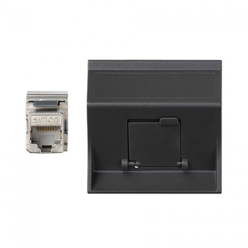 Placa de voz e dados inclinada CG com 1 grafite cat6f SIMON 50003081-038