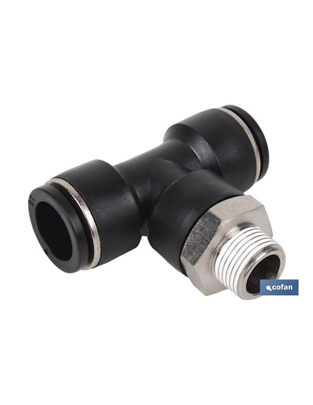 RACOR ROSCADO PLASTICO T , T-8, R-3/8 Venta unitaria
