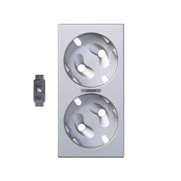 Tampa de viseira schuko dupla e LED de alumínio ind SIMON 50011041-033