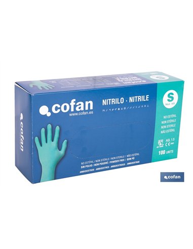 CAJA 100 UDS. GUANTES NITRILO VERDE COFAN PROTECCION FITOSANITARIOS T-S