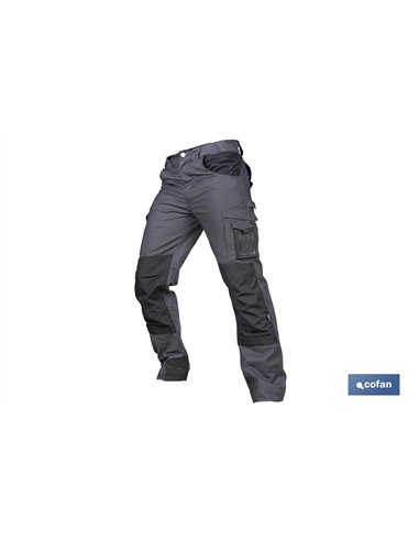 PANTALÓN DE TRABAJO HEIMDALL ELASTANO 280 G/M2 GRIS OSCURO CON DETALLES NEGROS TALLA 44