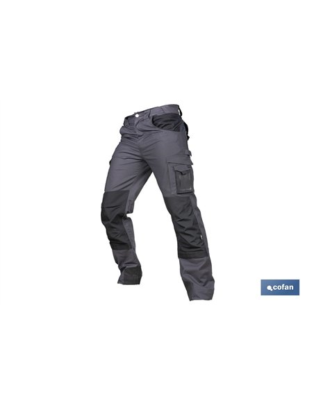 PANTALÓN DE TRABAJO HEIMDALL ELASTANO 280 G/M2 GRIS OSCURO CON DETALLES NEGROS TALLA 44
