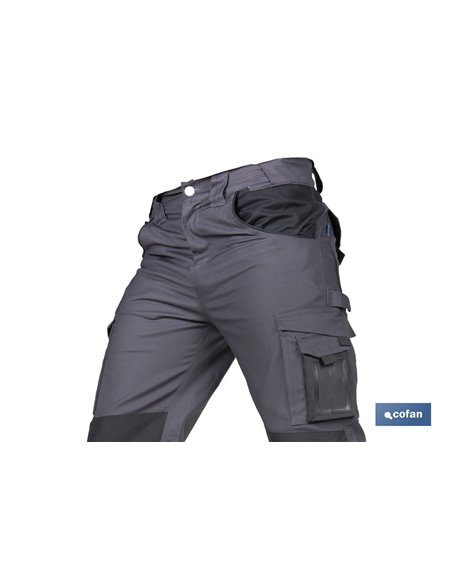 PANTALÓN DE TRABAJO HEIMDALL ELASTANO 280 G/M2 GRIS OSCURO CON DETALLES NEGROS TALLA 50