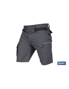 BERMUDAS DE TRABAJO FRIGG ELASTANO 215 G/M2 GRIS OSCURO CON DETALLES NEGROS TALLA 44