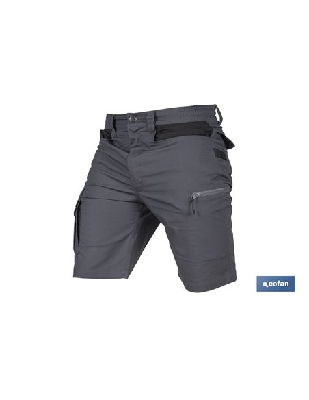 BERMUDAS DE TRABAJO FRIGG ELASTANO 215 G/M2 GRIS OSCURO CON DETALLES NEGROS TALLA 52