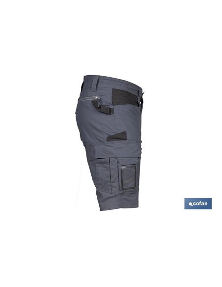 BERMUDAS DE TRABAJO FRIGG ELASTANO 215 G/M2 GRIS OSCURO CON DETALLES NEGROS TALLA 52