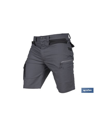 BERMUDAS DE TRABAJO FRIGG ELASTANO 215 G/M2 GRIS OSCURO CON DETALLES NEGROS TALLA 54