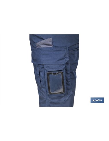 BERMUDAS DE TRABAJO TYR ELASTANO 215 G/M2 AZUL MARINO CON DETALLES GRISES TALLA 50