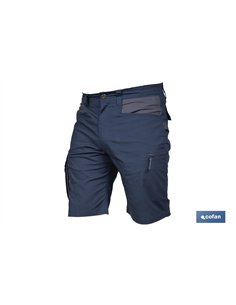 BERMUDAS DE TRABAJO TYR ELASTANO 215 G/M2 AZUL MARINO CON DETALLES GRISES TALLA 58