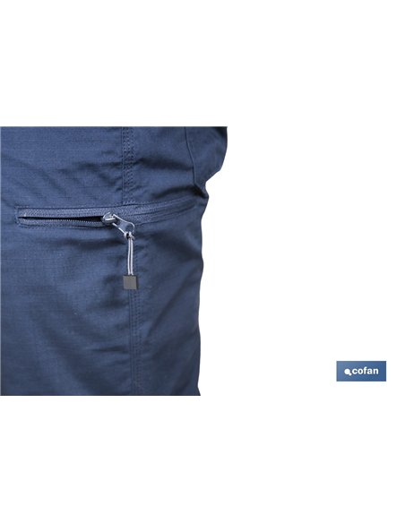 BERMUDAS DE TRABAJO TYR ELASTANO 215 G/M2 AZUL MARINO CON DETALLES GRISES TALLA 58