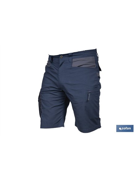 BERMUDAS DE TRABAJO TYR ELASTANO 215 G/M2 AZUL MARINO CON DETALLES GRISES TALLA 60