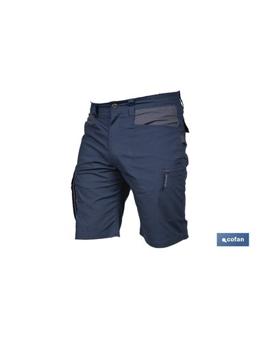 BERMUDAS DE TRABAJO TYR ELASTANO 215 G/M2 AZUL MARINO CON DETALLES GRISES TALLA 62