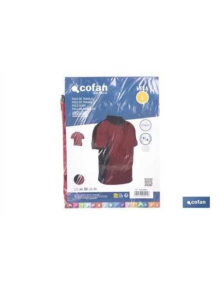 POLO HELA ELASTANO 210 G/M2 ROJO OSCURO-NEGRO TALLA XL