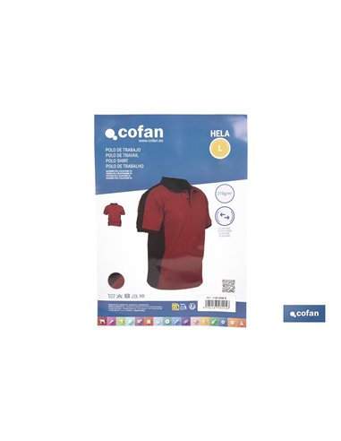 POLO HELA ELASTANO 210 G/M2 ROJO OSCURO-NEGRO TALLA XL
