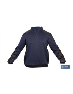 SUDADERA RANGER CUELLO CREMALLERA 280GMS AZUL-NEGRO T-XL
