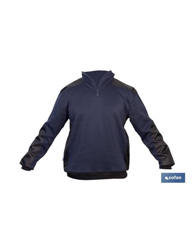 SUDADERA RANGER CUELLO CREMALLERA 280GMS AZUL-NEGRO T-XXL