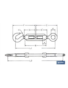 TENSOR GANCHO-ANILLA ZINC. DIN 1480 M-5 Venta unitaria 2