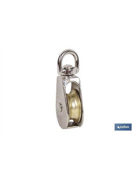 POLEA SIMPLE GIRATORIA NIQUELADA (Ø12MM) Venta unitaria
