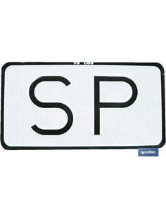 PLACA SP V-9 SERVICIO PÚBLICO 225X120 MM