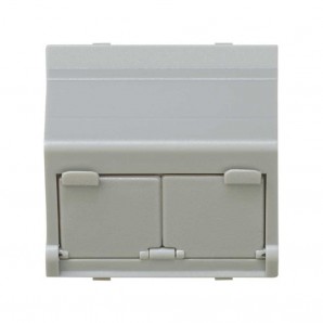 Adaptador angular universal com 2 conectores cinza SIMON 27086-37