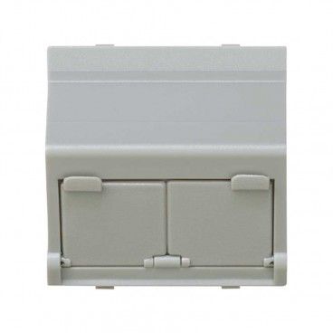 Adaptador universal acodado 2 conectores gris SIMON 27086-37