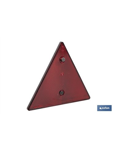 CATADIÓPTRICO TRIANGULAR ROJO 155 X 137 MM CON AGUJERO Y TORNILLOS