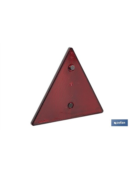 CATADIÓPTRICO TRIANGULAR ROJO 155 X 137 MM CON AGUJERO Y TORNILLOS