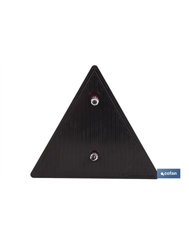 CATADIÓPTRICO TRIANGULAR ROJO 155 X 137 MM CON AGUJERO Y TORNILLOS
