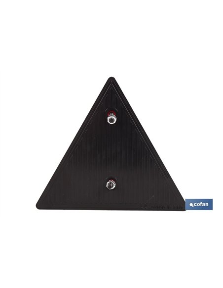 CATADIÓPTRICO TRIANGULAR ROJO 155 X 137 MM CON AGUJERO Y TORNILLOS