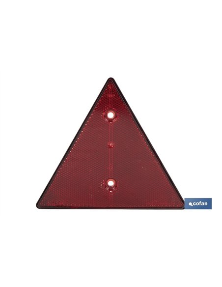 CATADIÓPTRICO TRIANGULAR ROJO 155 X 137 MM CON AGUJERO Y SIN TORNILLOS