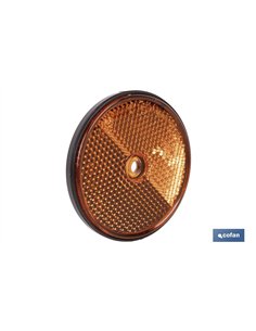 CATADIÓPTRICO REDONDO ÁMBAR Ø60 MM CON AGUJERO SIN TORNILLO