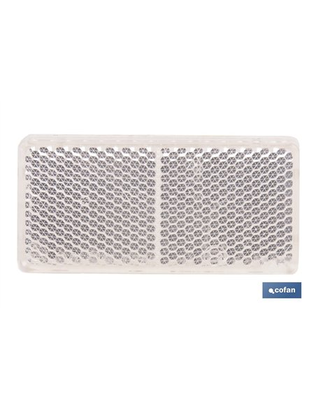 CATADIÓPTRICO RECTANGULAR BLANCO 71 X 35 MM CON ADHESIVO