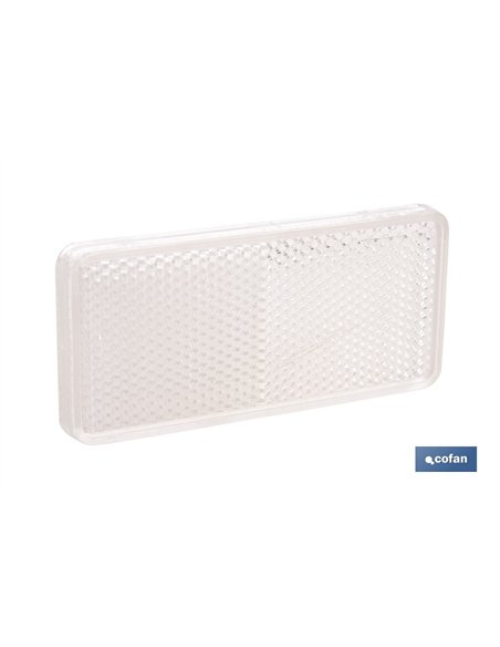 CATADIÓPTRICO RECTANGULAR BLANCO 94 X 44 MM CON ADHESIVO
