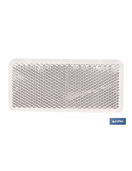 CATADIÓPTRICO RECTANGULAR BLANCO 94 X 44 MM CON ADHESIVO
