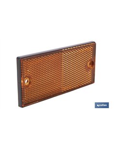 CATADIÓPTRICO RECTANGULAR ÁMBAR 106 X 50 MM CON AGUJERO SIN TORNILLO